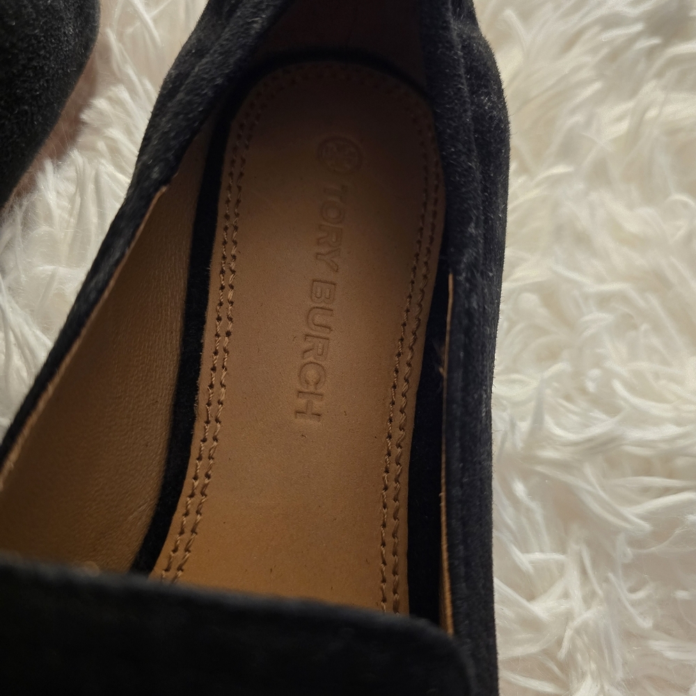 Authentic Tory Burch Womens Black Suede Slip-On Round Toe Loafer Flats Size 6 M - Picture 7 of 8